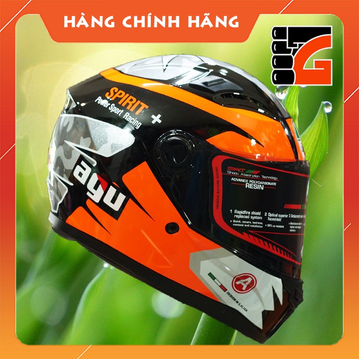 ✅[GLOVESZONE] Nón bảo hiểm AGU fullface Spirit Racing - NHIỀU MÀU - TẶNG kèm túi đựng