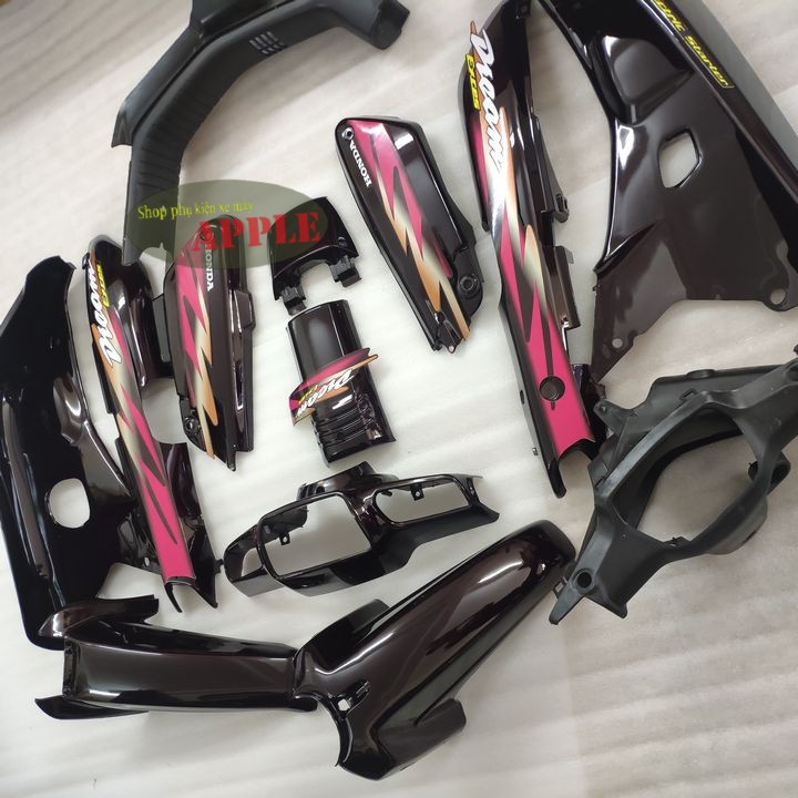 Dàn áo xe Dream 3 Màu Nho BỬNG TRẮNG  Bộ nhựa ABS nguyên sinh xe Dream lùn, Dream Exces
