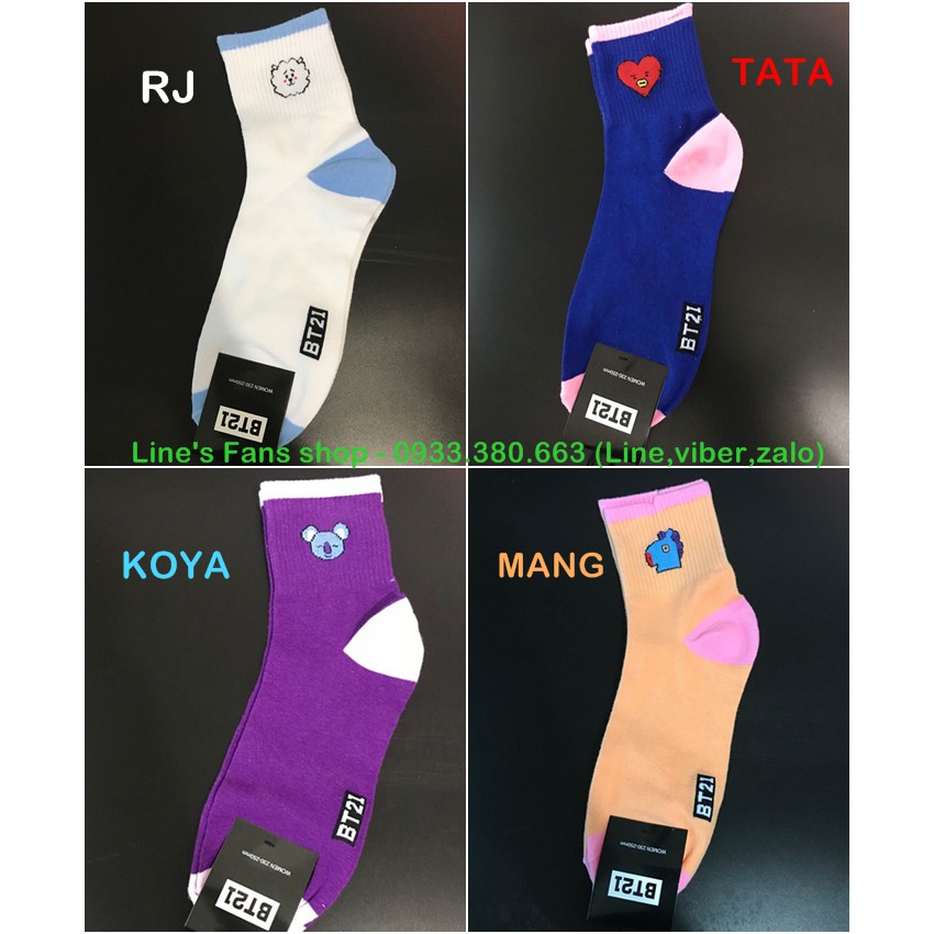 [MUA 2 TẶNG 1] Vớ (tất) cổ cao BT21 BTS