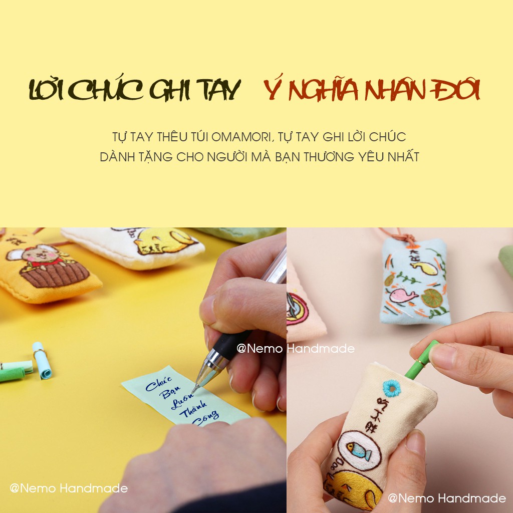 Bộ Kit/ Diy Tự Làm Túi Phước Omamori Chibi Thú Cưng Có Khung Thêu Nemo Handmade - BKOMCHIBICK