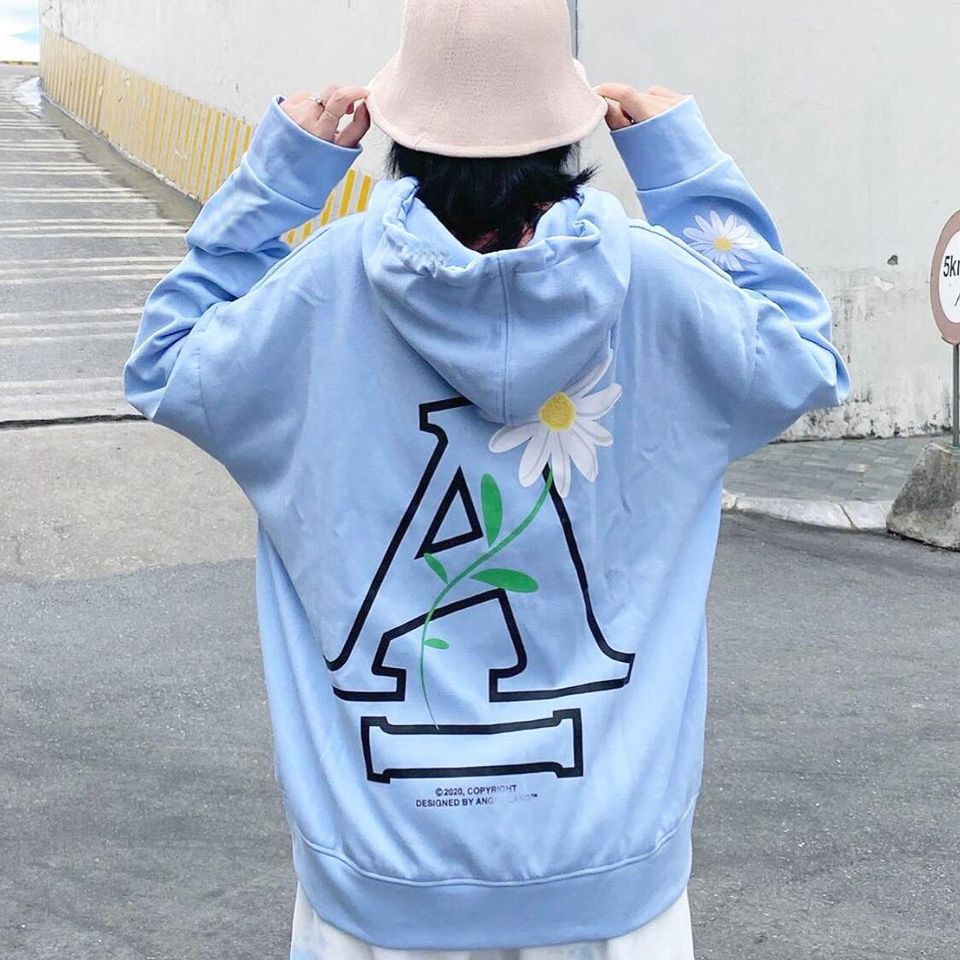 Áo Khoác Hoodie Zip In Hình Chữ A Oversize Ulzzang Unisex Dáng Rộng - MM