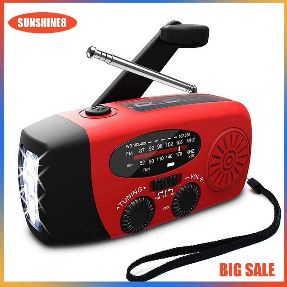 Đài radio cầm tay có đèn LED sử dụng năng lượng mặt trời