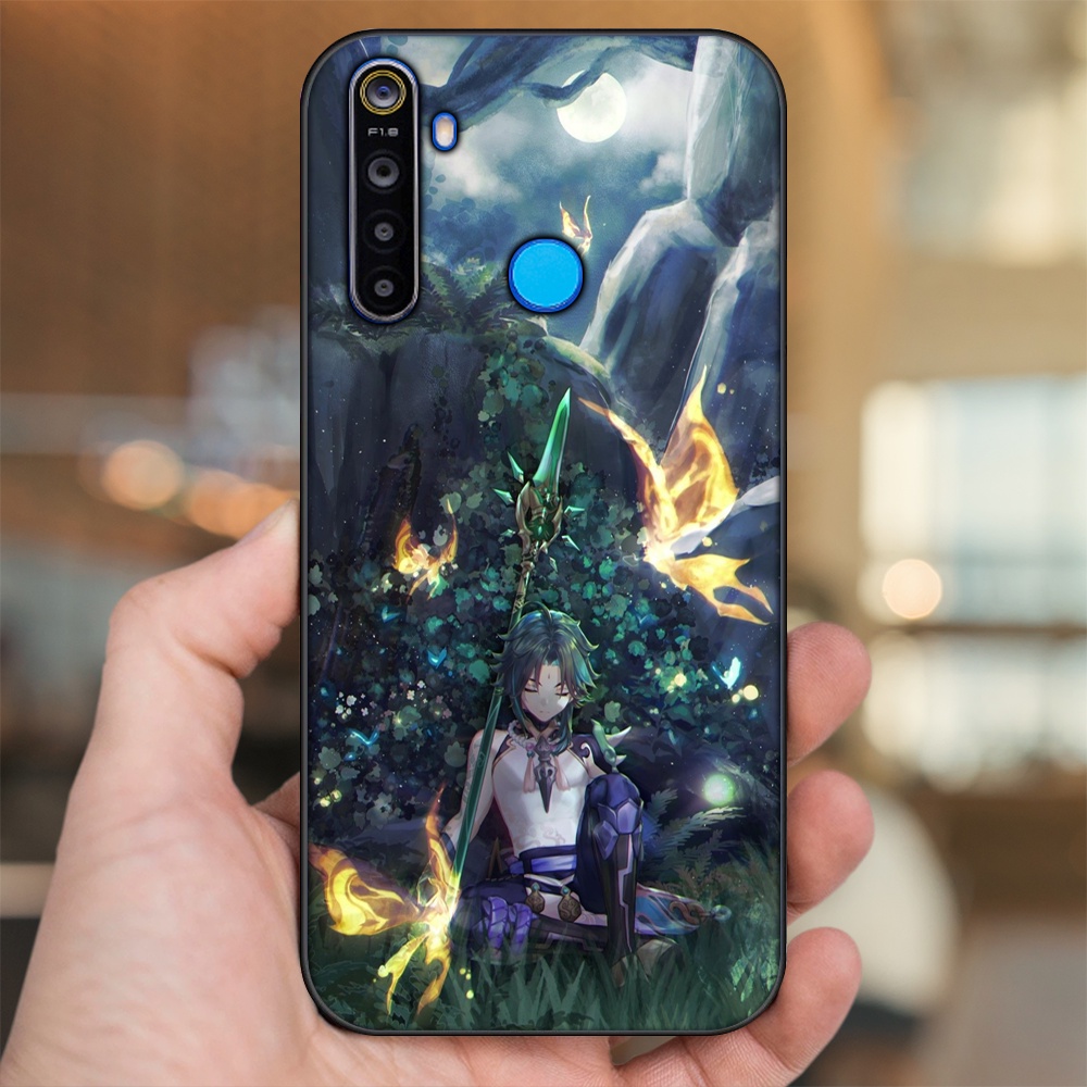 Ốp lưng Realme 5, 5 Pro viền đen in hình Xiao Genshin Impact