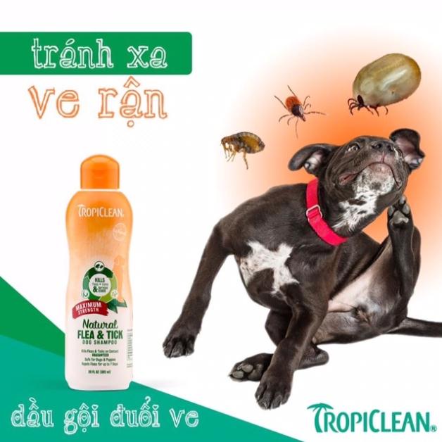 Sữa Tắm Trị Ve Bọ Chét TropiClean An Toàn 100% Thiên Nhiên