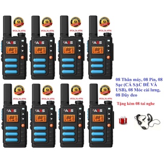 Bộ 8 Chiếc Bộ đàm Mini cao cấp chính hãng ABS AB3688 (Thiết kế siêu đẹp, cả Sạc đế &USB, bền bỉ, Hỗ trợ thoại rảnh tay)