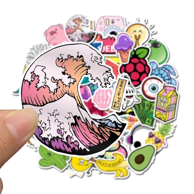 10 Sticker kawaii dán vali, laptop, nón bảo hiểm dễ thương