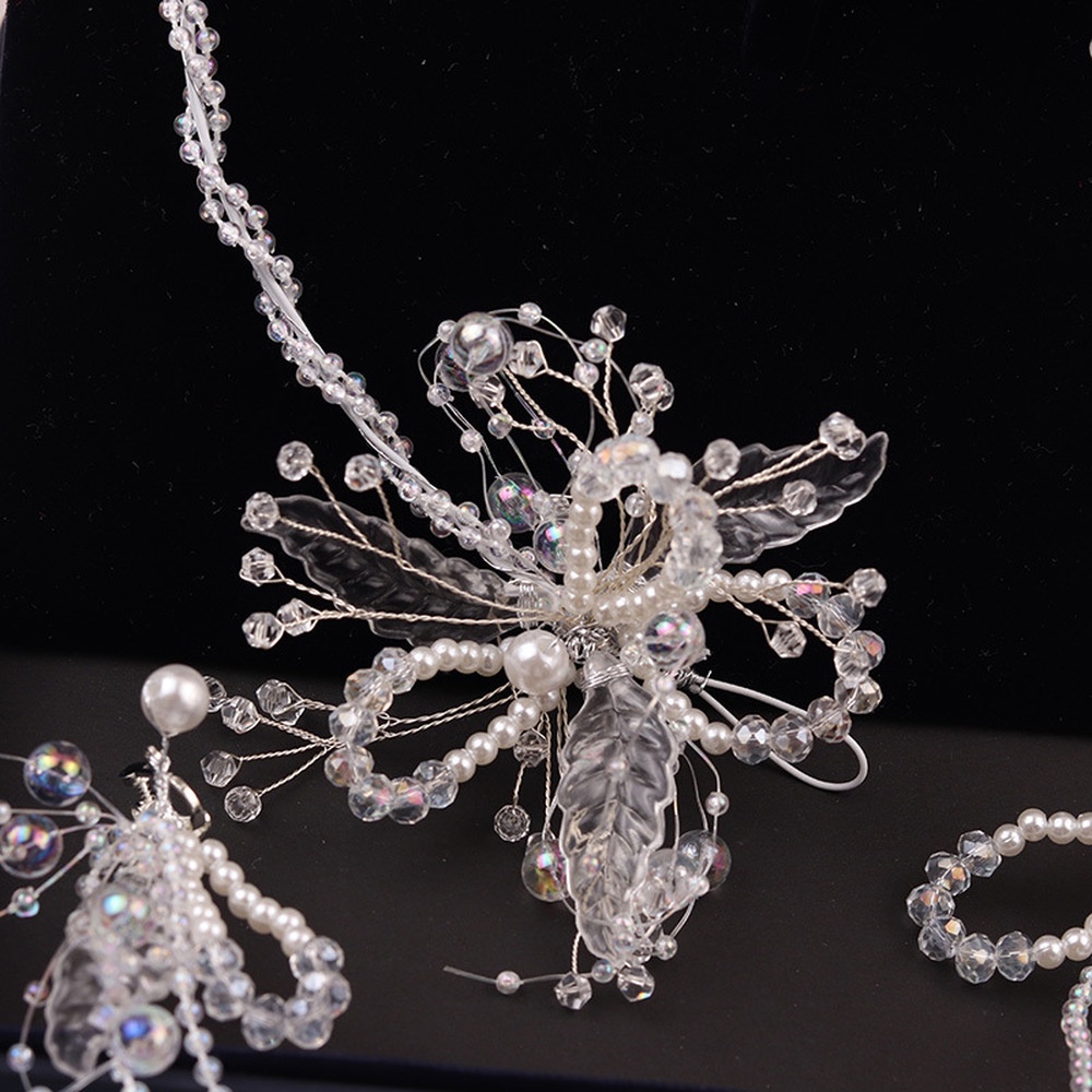 Bộ Trang Sức Vòng Hoa Và Bông Tai Thời Trang Cho Cô Dâu