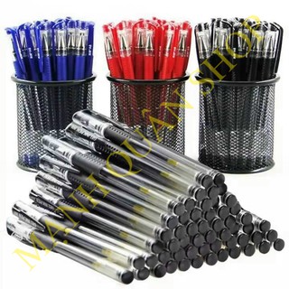 Sét 100 bút bi mực nước aiai văn phòng 0,5mm - mực đều nét chữ đẹp đủ 3 màu đỏ, đen, xanh