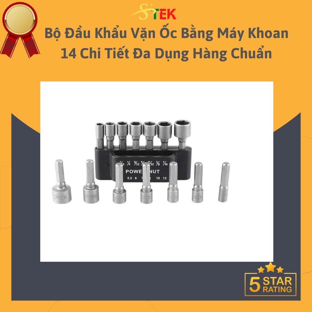 Bộ Đầu Khẩu Vặn Ốc Bằng Máy Khoan 14 Chi Tiết Đa Dụng Hàng Chuẩn Đầu Vặn Ốc Được Làm Từ Thép 40 Cr Chịu Mài Mòn