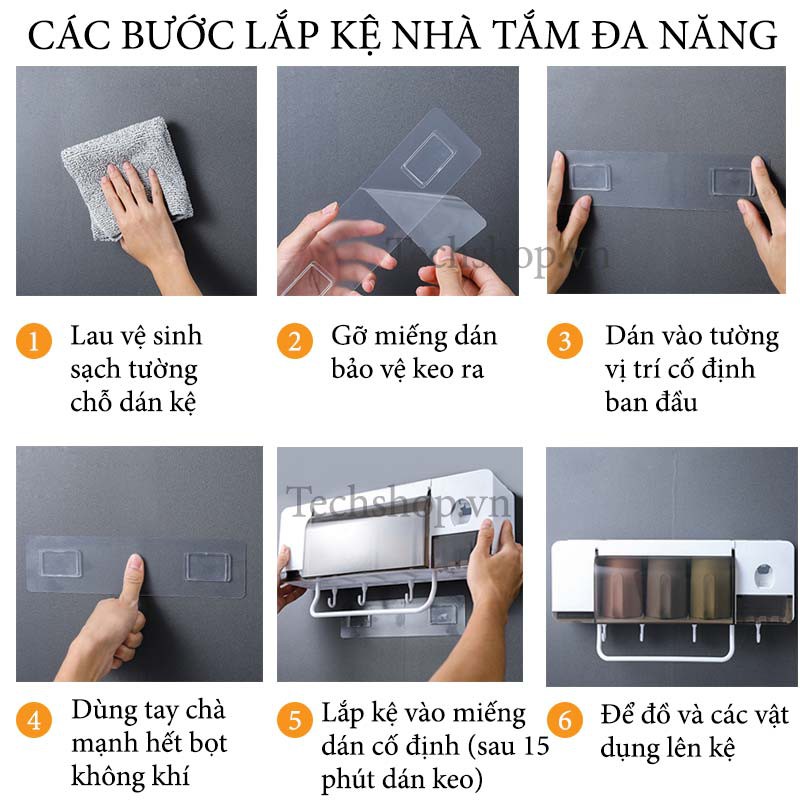 Kệ đựng đồ bàn chải đánh răng kèm 3 cốc tiện lợi