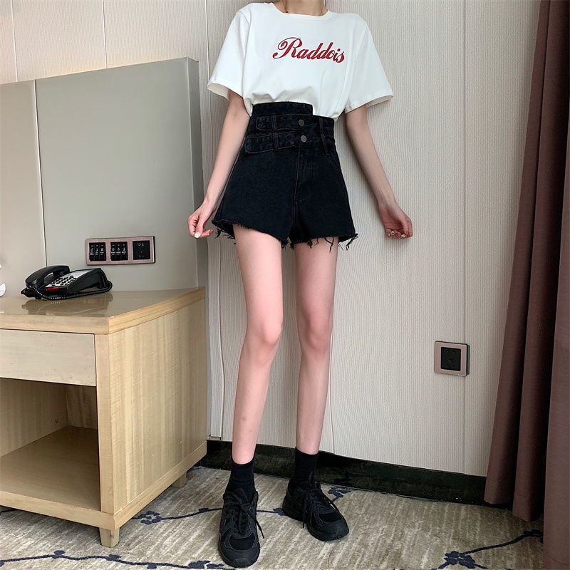 Quần Short denim Dáng Chữ A Lưng Cao Cỡ Lớn Phong Cách Hàn Quốc Thời Trang Cho Nữ