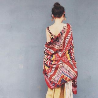 Khăn choàng boho đỏ hàng cao cấp