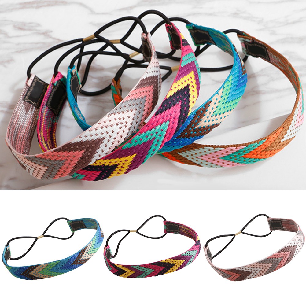 Băng Đô Bện Sợi Co Giãn Phong Cách Boho Dân Tộc N34