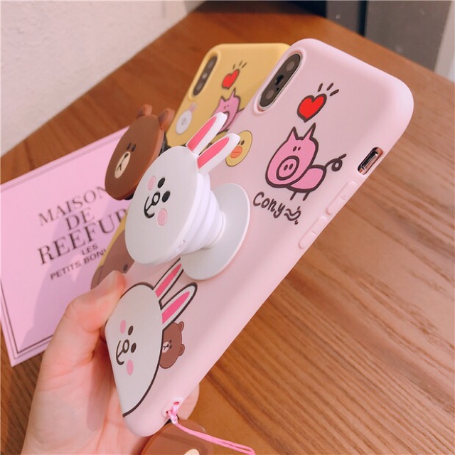 [IPHONE] Ốp Lưng Thỏ Cony (kèm pop, không kèm dây) cho iph 5/5s/6/6s/6pl/,6spl/7pl/,8pl/,x/xs/xs max