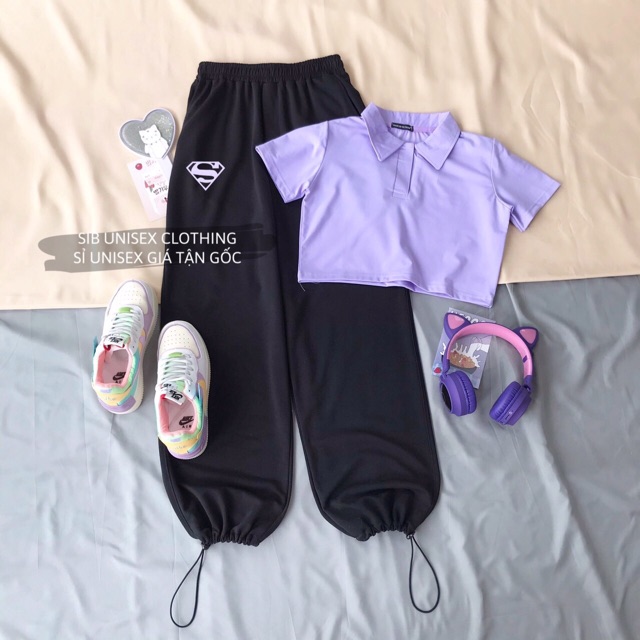 Áo croptop polo nữ tay ngắn ôm body phong cách ulzzang SIB019