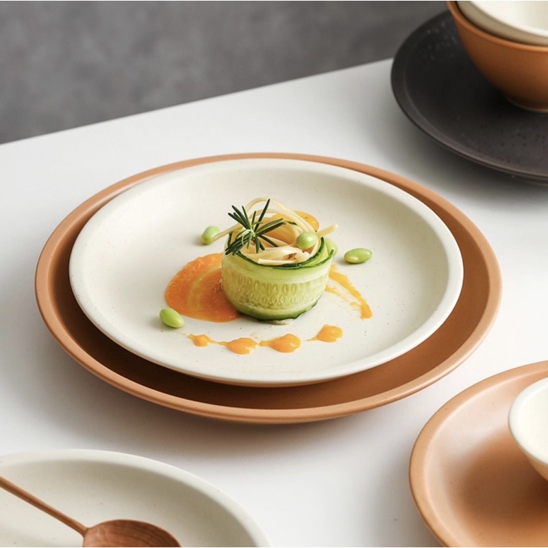 Bộ bát đĩa gốm trơn mix màu Orange Moon phong cách Bắc Âu