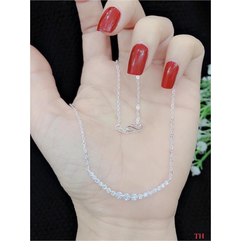 Dây chuyền nụ cười đính đá chuẩn bạc ta dành cho nữ - Kho sỉ bạc Nhất Linh