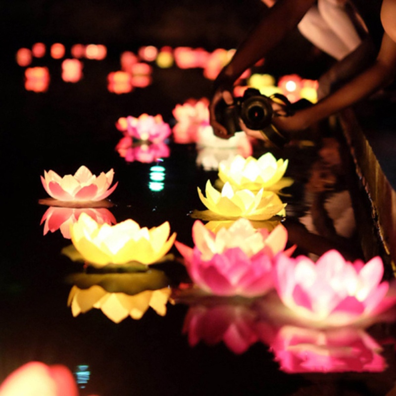[CH *] Đèn LED chống nước nổi Lotus Light Mid-Autumn Festival Water Landscape Pond Ins
