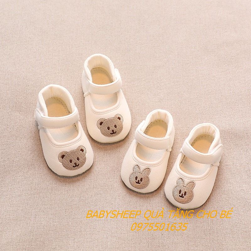 Giày tập đi  cho bé 0-18 tháng tuổi chống trơn trượt ORGANIC cotton hữu cơ tự nhiên đế mềm