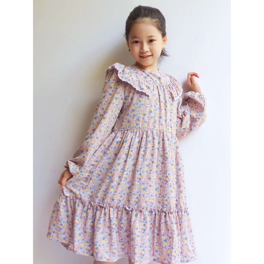 Váy chiffon Curlysue màu tím hoa nhí sắc màu bèo vai ngực