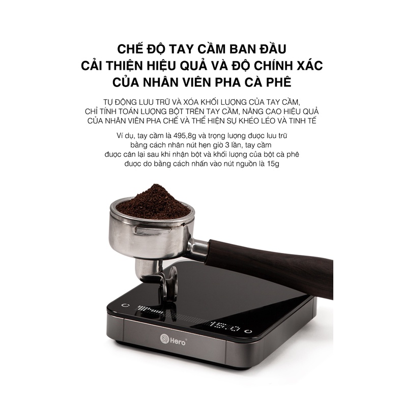 Cân điện tử thông minh chính hãng Hero 5 chế độ - tặng kèm lót da cao cấp - 3C Roastery