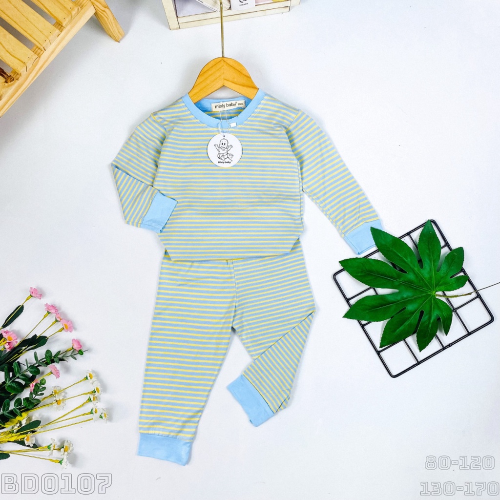 [BÉ 7-28KG] Bộ Dài Tay Bé Trai, Bé Gái Minlybaby - Hàng Chính Hãng Cao Cấp, Vải Visco Sọc Dệt - BD0107