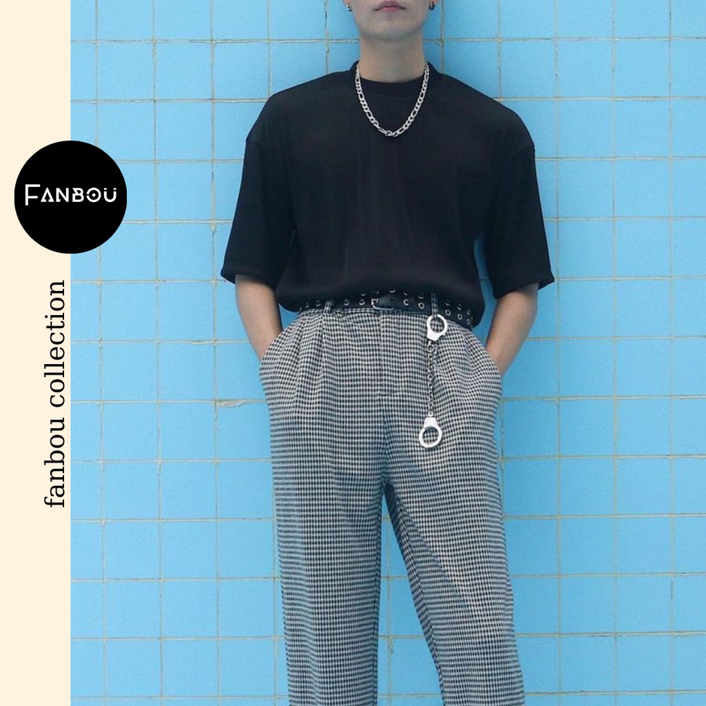 Áo thun gân len cổ lọ 4 phân tay ngắn | BigBuy360 - bigbuy360.vn