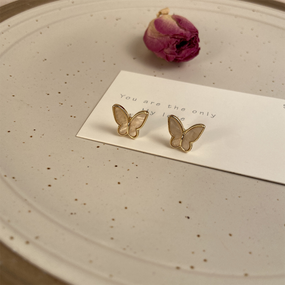 Đôi Bông Tai Mạ Bạc 925 Hình Bướm Xinh Xắn Cho Nữ