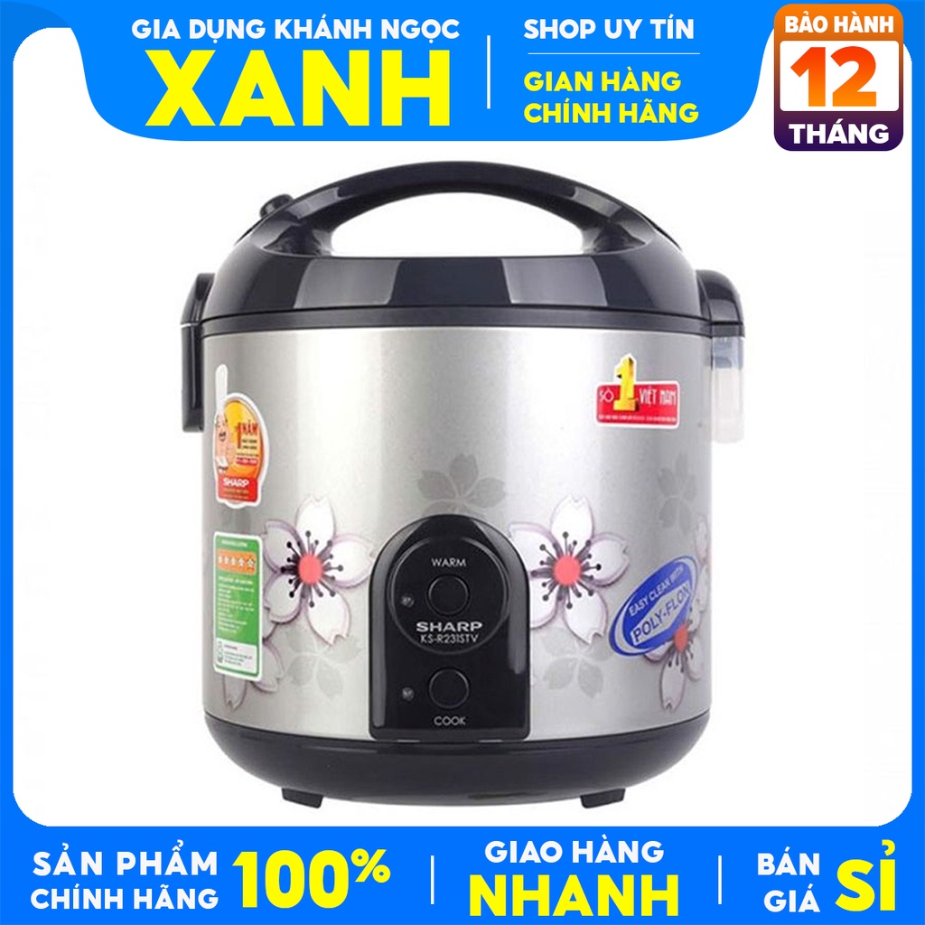 Nồi cơm điện Sharp 2.2 lít KS-R231STV-Chính Hãng Trưng bày 99%-SX THAILAN,Lòng nồi chống dính.Công nghệ nấu 3D