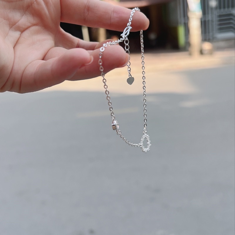 Lắc tay bạc ta DaLiA Jewelry mặt vòng tròn gắn đá nữ tính