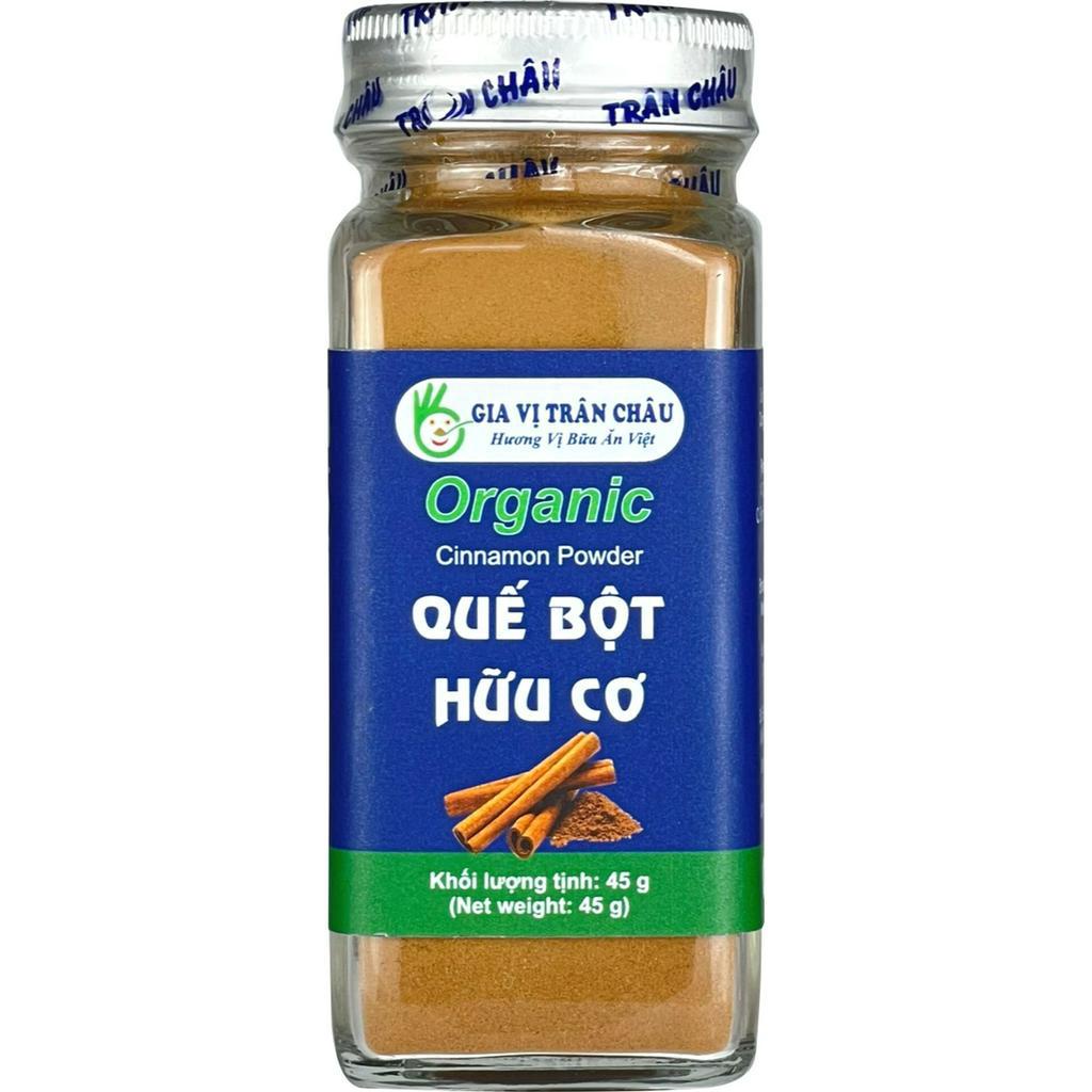 Quế bột hữu cơ Trân Châu hũ 45g, gia vị nấu phở, bò kho, tẩm ướp thực phẩm tốt cho sức khỏe, hũ thủy tin tiện dụng