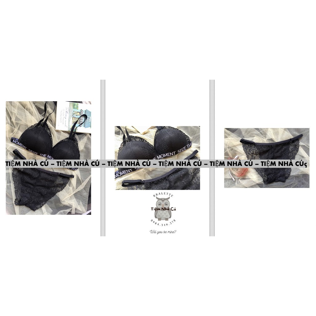 Set bra thiết kế sexy, Đồ lót nữ màu đen gợi cảm ôm ngực nguyên set gồm áo + quần
