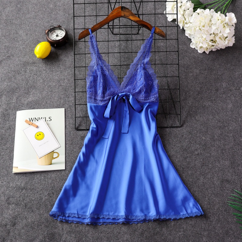 Đầm Ngủ Hai Dây Bằng Lụa Satin Viền Ren Gợi Cảm Thời Trang Mùa Hè Phong Cách Hàn Quốc Dành Cho