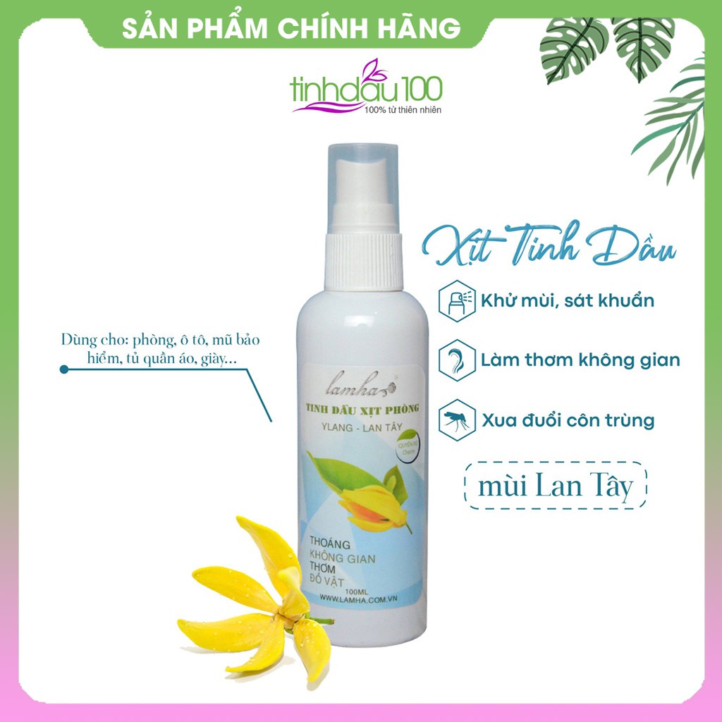 Tinh dầu xịt phòng Lan tây Lam Hà thơm phòng, thơm quần áo hương thơm quyến rũ 100ml Tinh Dầu 100 Shop