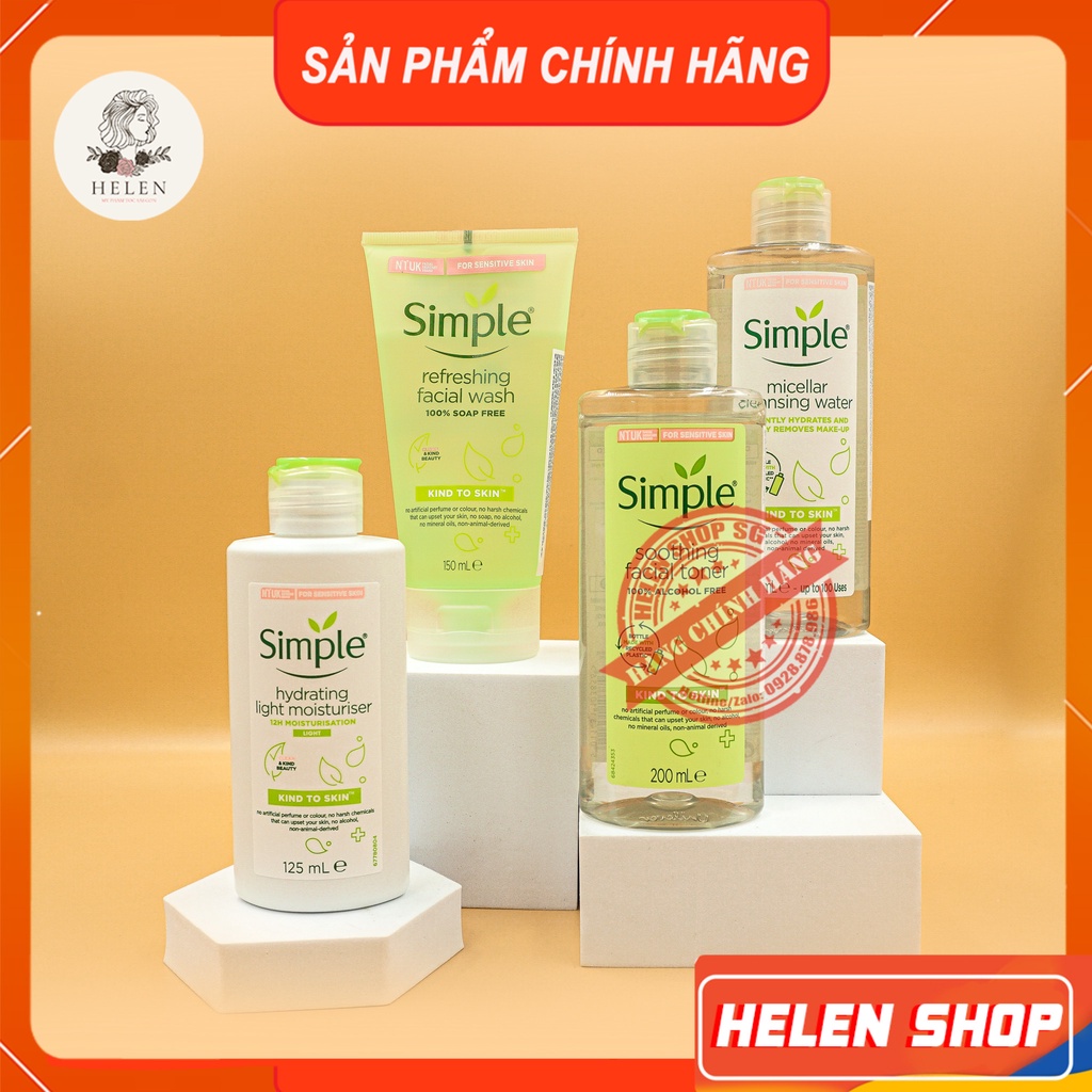 Nước Hoa Hồng Simple Toner Làm Dịu và Cân Bằng Độ Ẩm Cho Da - Lành Tính Không Chứa Cồn 200ML