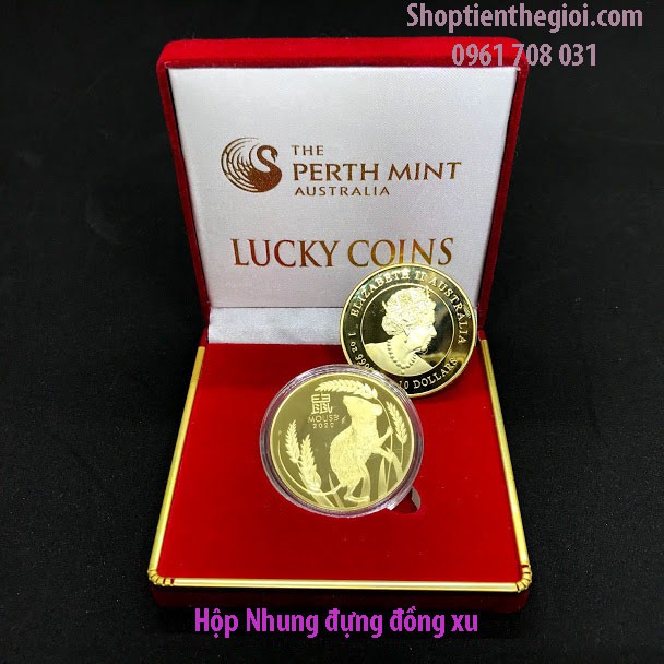 Đồng Xu Con Chuột Mạ Vàng Úc Quà tặng ý nghĩa dịp tết Canh Tý 2020 - Tặng kèm Hộp đựng xu nhung - TMT Collection- MS 269