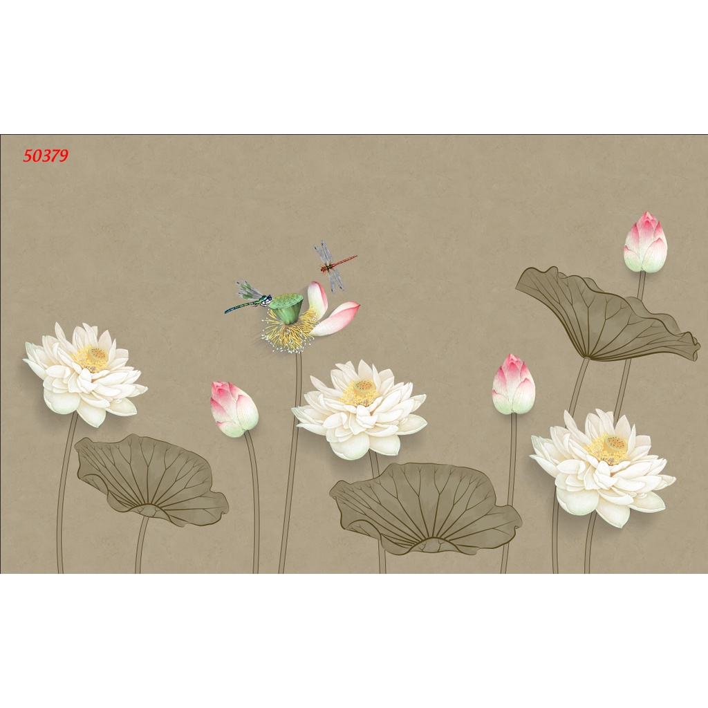 Tranh 3D chủ đề hoa sen cá chép mới nhất