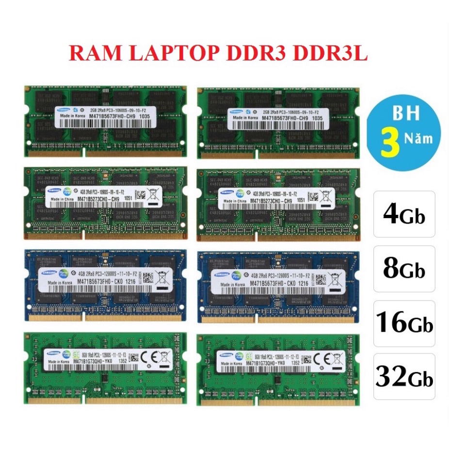 Ram Laptop Ddr3 Ddr3L 8Gb 4Gb 2Gb nhiều hãng Hàng Chính Hãng Bảo Hành 2 Năm