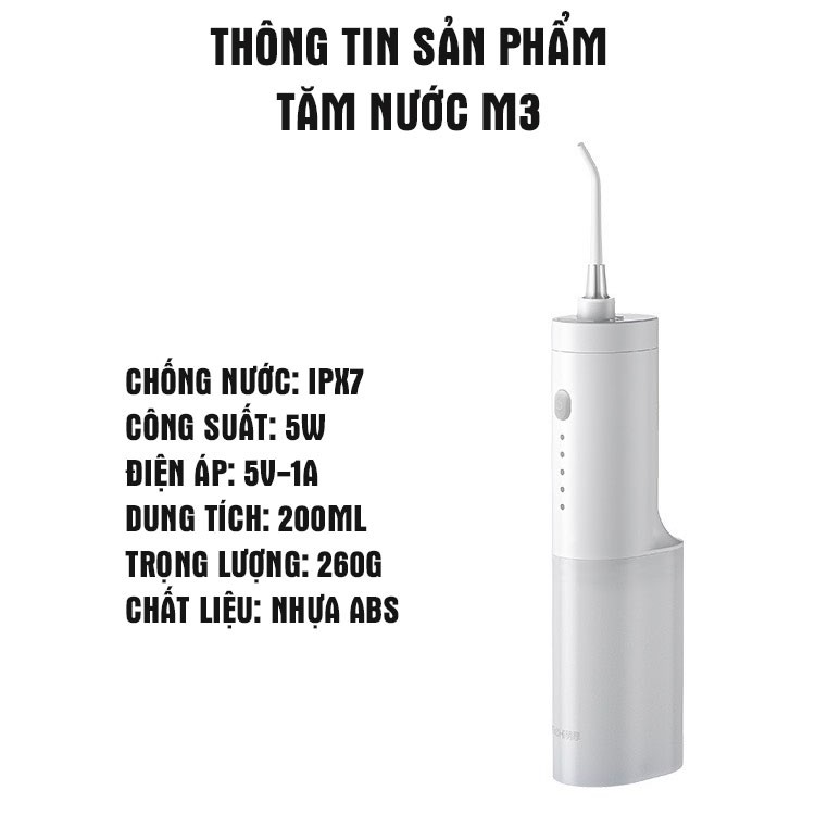 Tăm Nước Oral Irrigator cầm tay C8 - Máy tăm nước vệ sinh răng miệng cực sạch- Sạc USB, 3 mức độ !