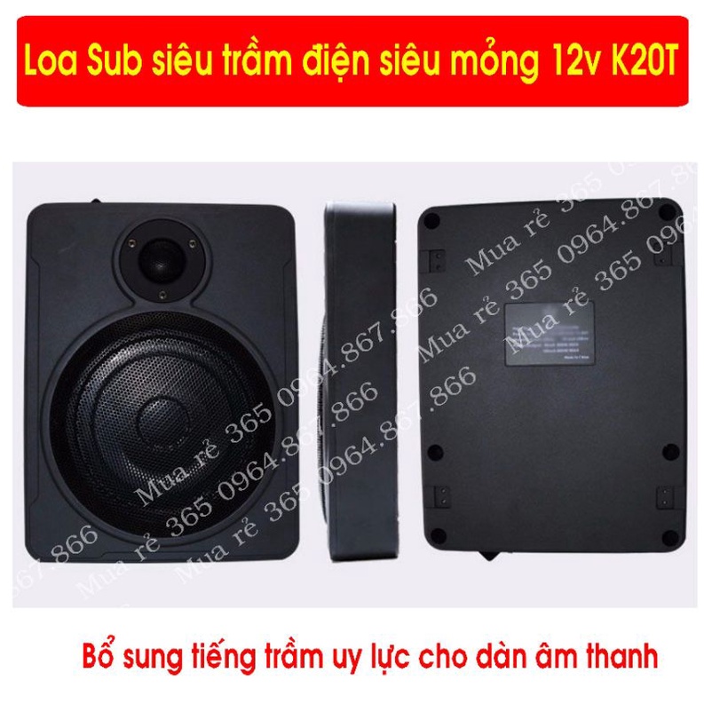 Sub siêu trầm 20, K20T vỏ Kim loại bass 20, có loa Tép, điều khiển âm lượng từ xa, điện 12v
