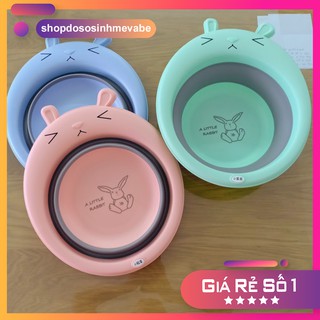 Chậu rửa mặt gấp gọn mẫu THỎ cho bé sơ sinh/ Thau nhỏ (cho chọn màu)
