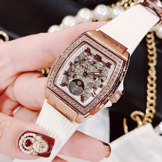 Đồng Hồ Hanboro Nữ Dây Silicon Trắng Rose Gold Authentic 36mm