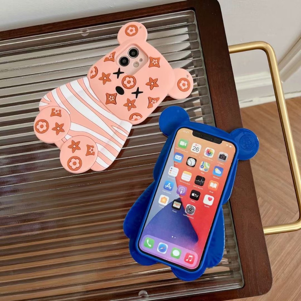 Ốp Điện Thoại 3D Cho Xiaomi Redmi Note 11Pro 10Pro 9s 8Pro 7 6Pro 9 9A 9C 9T 8 7A 6 6A Mi A1 A2Lite A3Lite Poco X3 NFC M3 Ốp Điện Thoại Hình Gấu Hoạt Hình Dễ Thương