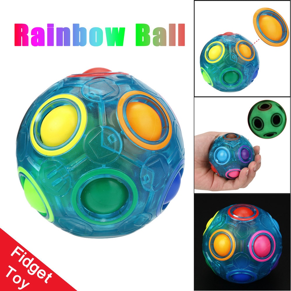 Pops It Fidget Toys Luminous Rainbow Ball Puzzle Toy Anti Stress Simple Dimple Educational Toy