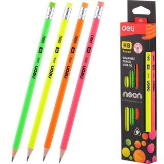 Hộp bút chì Deli U514 NEON - 2B (Hộp 12 chiếc)