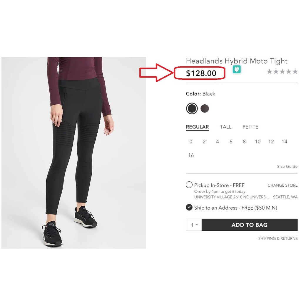 Quần Athleta Headlands Hybrid Moto Tight 511135 Athleta size 4T