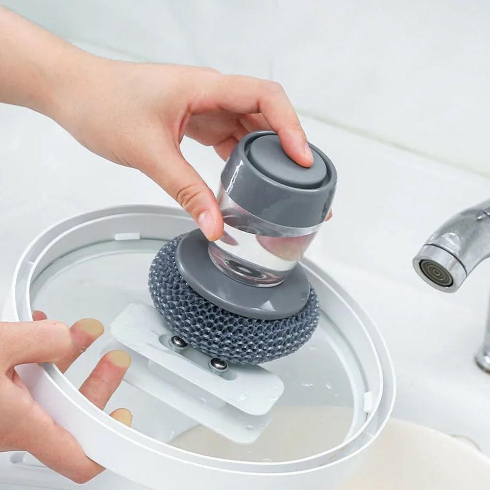 Dụng Cụ Cọ Xoong Nồi Thông Minh Có Bình Đựng Xà Phòng Tiện Lợi An Toàn Cho Da Tay - Soleil shop
