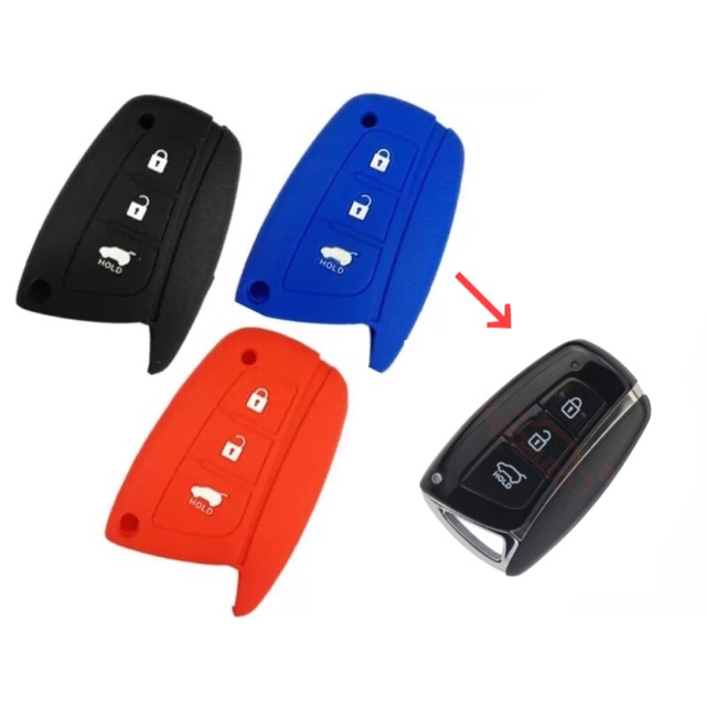 Bao silicone bảo vệ khoá Thông Smart key Huyndai Santafe IX45 3 nút