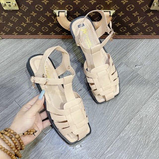 Sandal mũi vuông rọ đan da mềm đế chắc