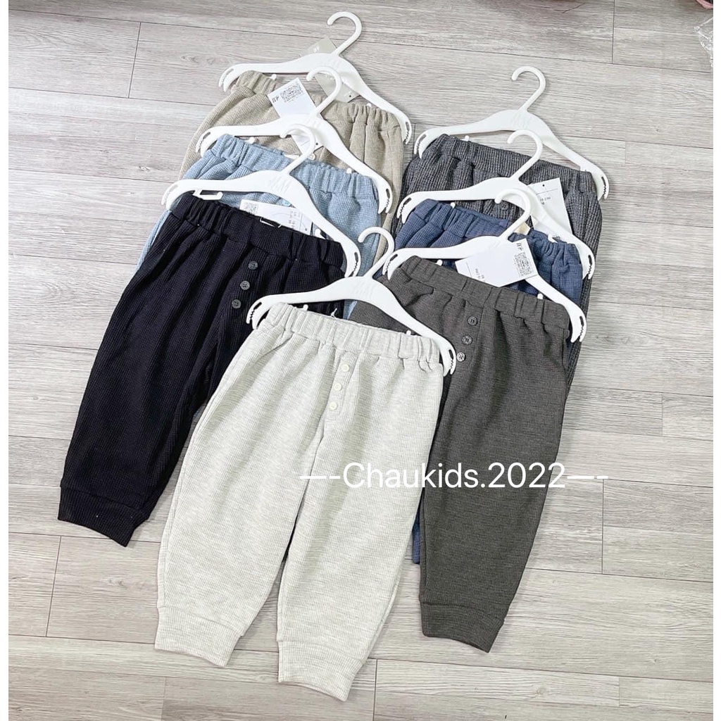 Quần dài thu đông bé trai, quần dài chất tổ ong dáng jogger 3 cúc cho bé trai, bé gái